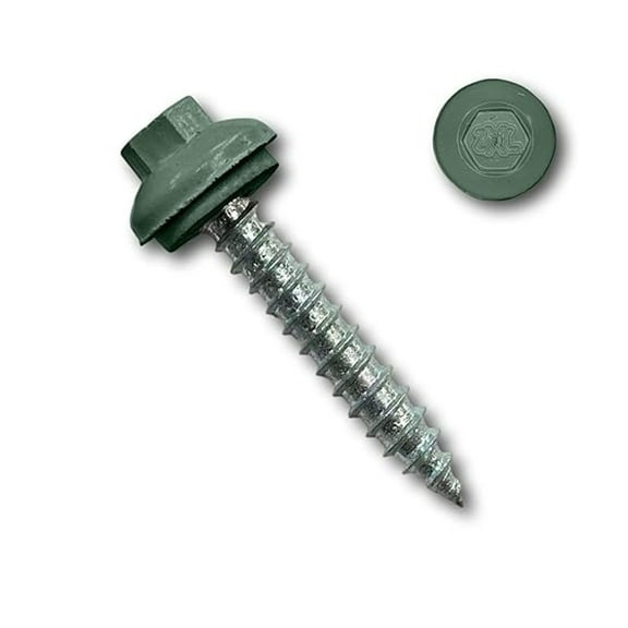 Long-Life Metal Roofing Screws: #14 x 1.5 Dome Metal Roofing Screws (250-Count), Self-Tapping Tip, EPDM Washer, Multiple Colors/Includes 5/16" Magnetic Hex Bit Driver (E. Green, 250)