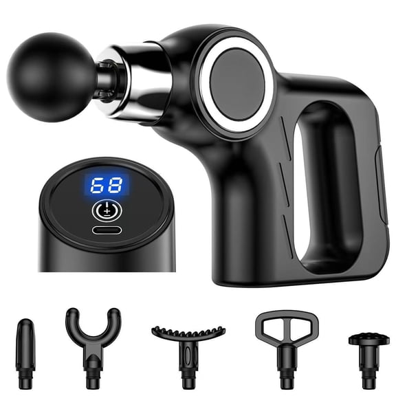 Long-Life Portable Mini Massage Gun with 8H Battery, 1200mAh Cordless Muscle Massager with LED Smart Screen, Handheld Percussion Device for Gym & Travel