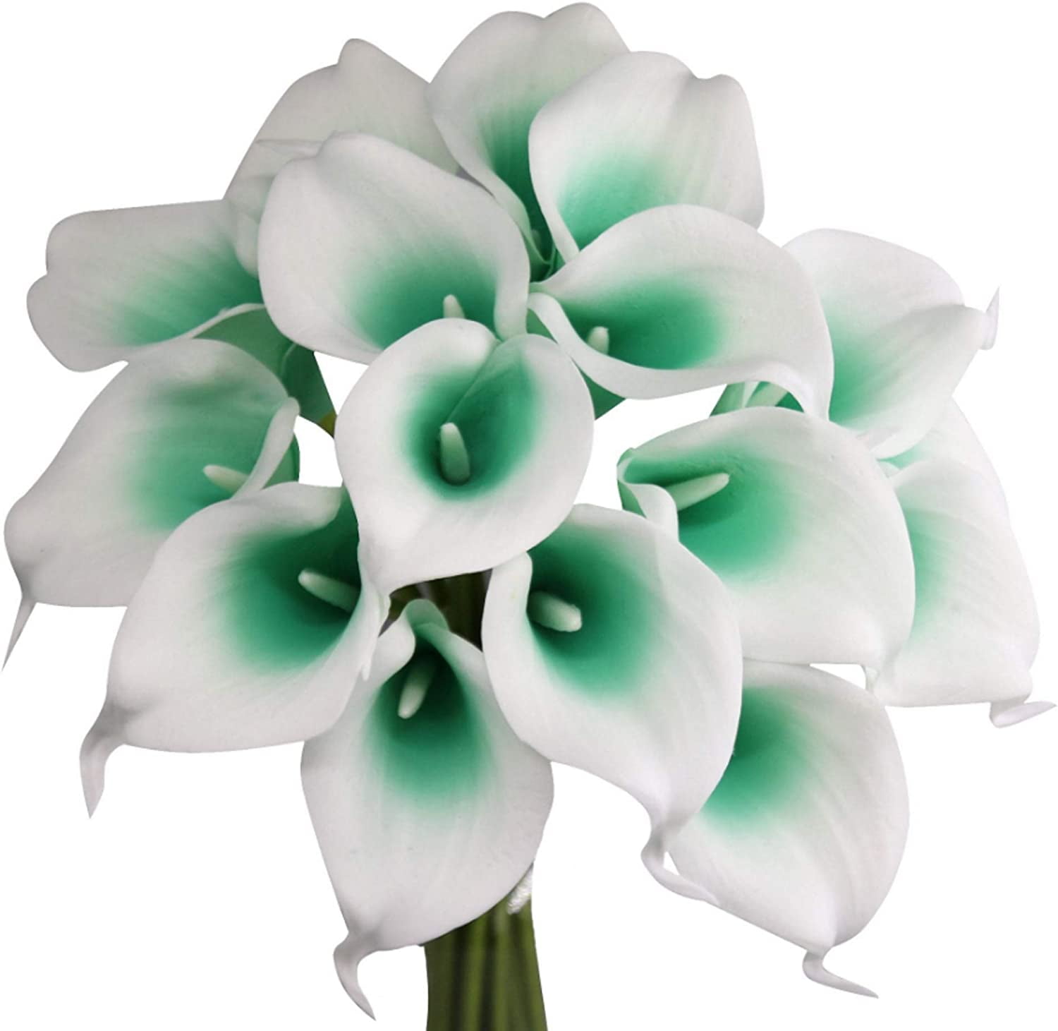 Long Lifelike Real Touch Calla Lily Bouquet Bundle Picasso Bright Mint