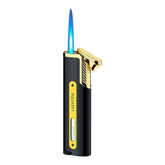 Long Lighter Metal Torch, Mini Thin Butane Lighter, Windproof Blue Flame for Cigarettes & Men's Gifts