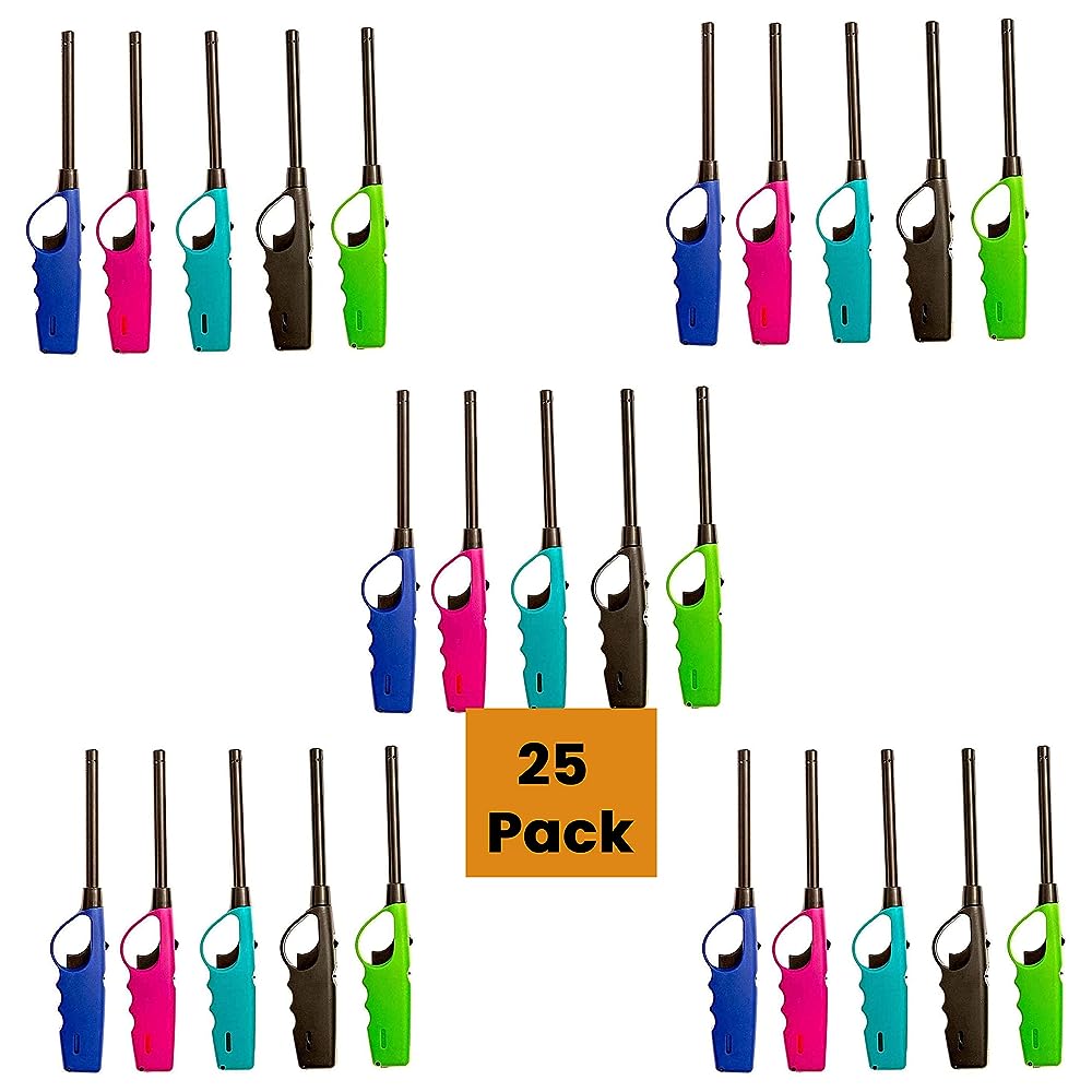 Long Lighters Wholesale Pack, Multi Use Butane Refillable Fire Lighters