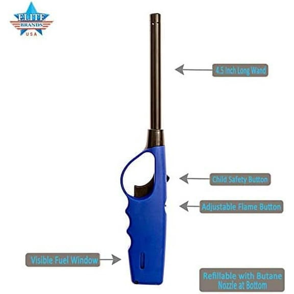 Long Lighters, Wholesale Pack, Multi Use Butane Refillable Neon Fire Lighters, Ideal for Fireplace, Candle, BBQ (60 Pc Pack)