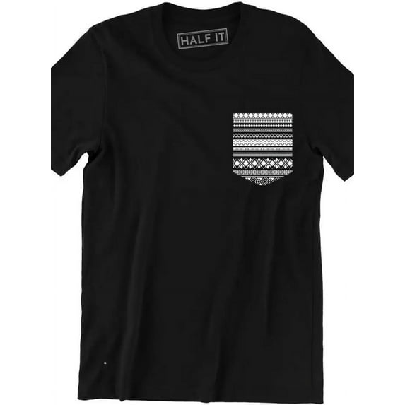 Long Line Pocket Design T-Shirt for Men, Short Sleeve Cotton T-Shirt, Crew Neck, Soft, Breathable, Regular Fit.