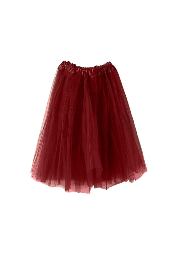 Long a Line Skirts Girls Kids Long Tutus Skirts, Midi Tulles Party Skirt for Teen Girls, Princess Ballets Dance Skirts Skirt Uniform Girls Wine One Size