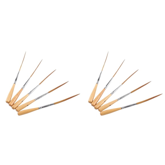 Long Liner Brush, 10pcs Ox Ear Hair Liner Paint Brush Set for Filling Corners, Marking, Outlining, Creating Edge Borders