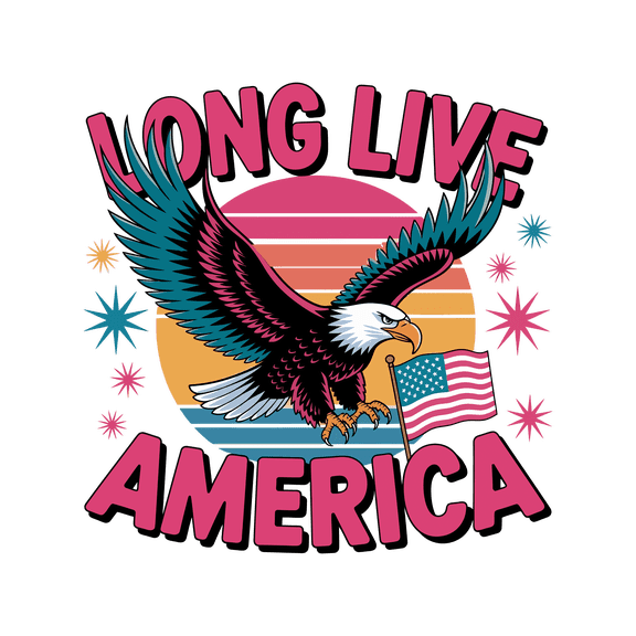 Long Live America Eagle Flying USA Edible Icing Image Cake Border Strips & Cake Toppers, by TNCT (3 Count)