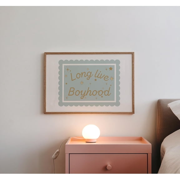 Long Live Boyhood Boys Room Decor Art For Nursery Vintage Striped Typography Print