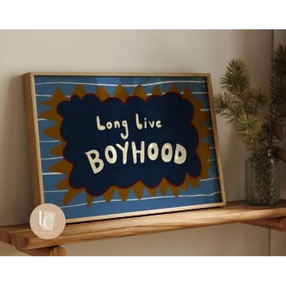 Long Live Boyhood Hand-drawn Nursery Wall Art, Retro Kids Boys Poster Vintage Style, Poster Only
