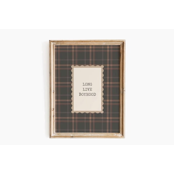 Long Live Boyhood Plaid Boys Room Wall Decoration,, Unframed Paper Poster 8x10in