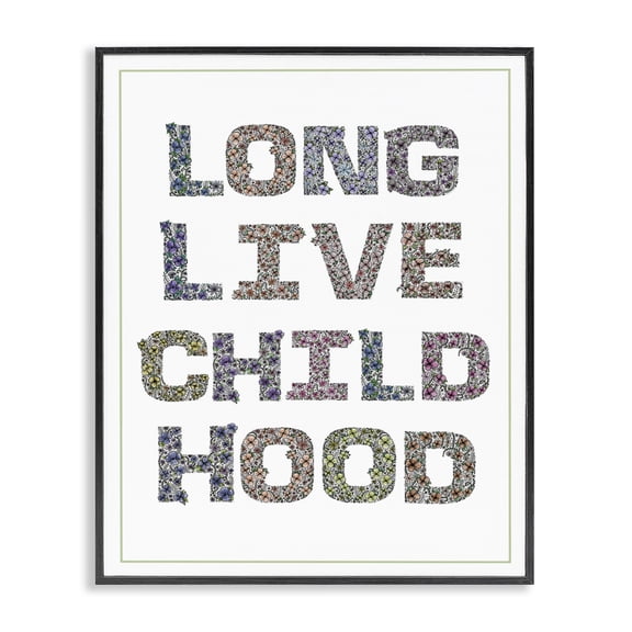 Stupell Industries Long Live Childhood Florals Black Framed Giclee Art, design by Jennifer Stith, 14 x 11