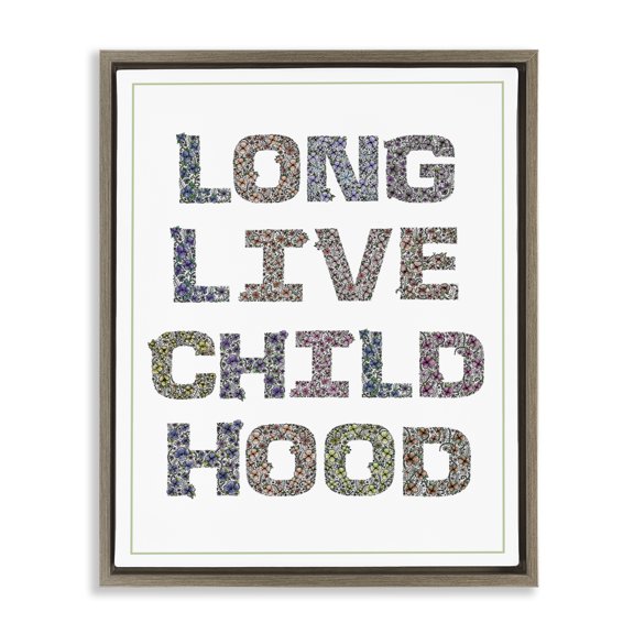 Stupell Industries Long Live Childhood Florals Brown Framed Floater Canvas Wall Art, design by Jennifer Stith, 31 x 25