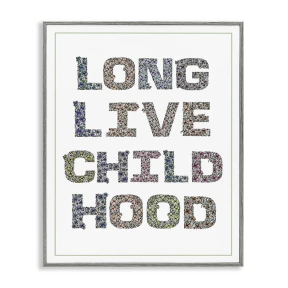 Stupell Industries Long Live Childhood Florals Gray Framed Giclee Art, design by Jennifer Stith, 20 x 16