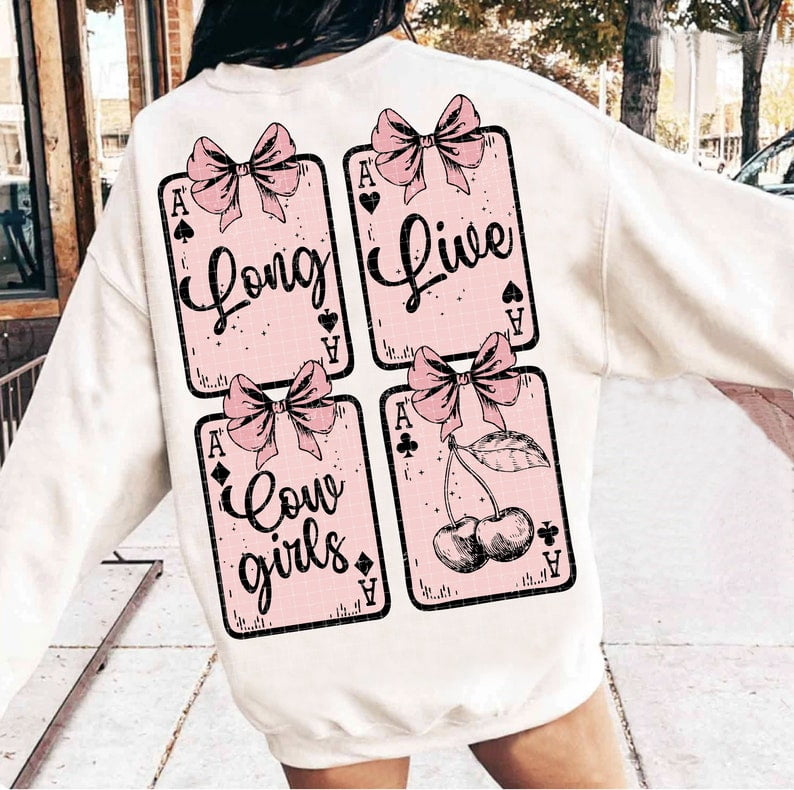 Pink Long Live Cowgirls Sweatshirt – Cute Unisex Pullover With Boot Design