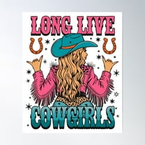 Long Live Cowgirls - Western Retro Design Poster Wall Art, Modern Wall Decor For Living Room Bedroom, 12x18 UNFRAMED