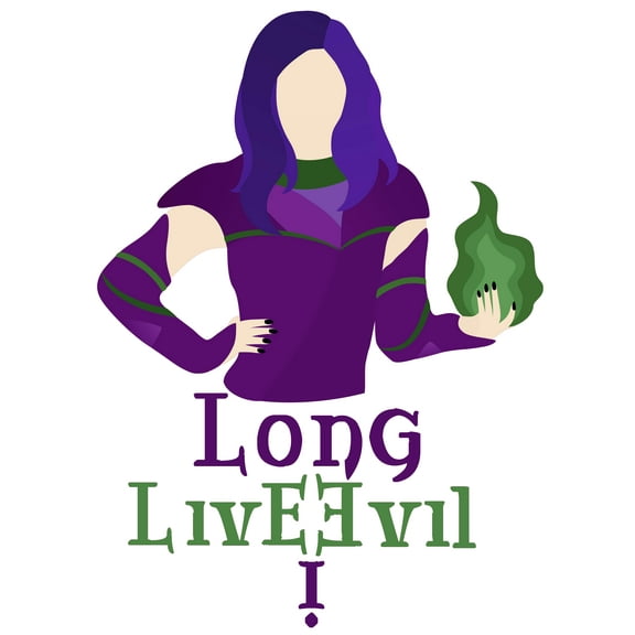 Long Live Evil Title of the Movie Descendants Original Soundtrack with Creative Artwork Design Vinyl Wall Decal - Film About Villains Being Heroes with Queen Mal for Nursery and Kid's Room Vinyl Wall