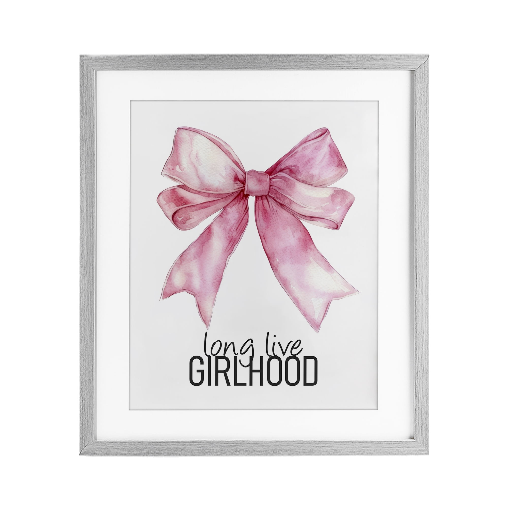 Long Live Girlhood Gray Framed Print Under Glass, design by Kim Allen