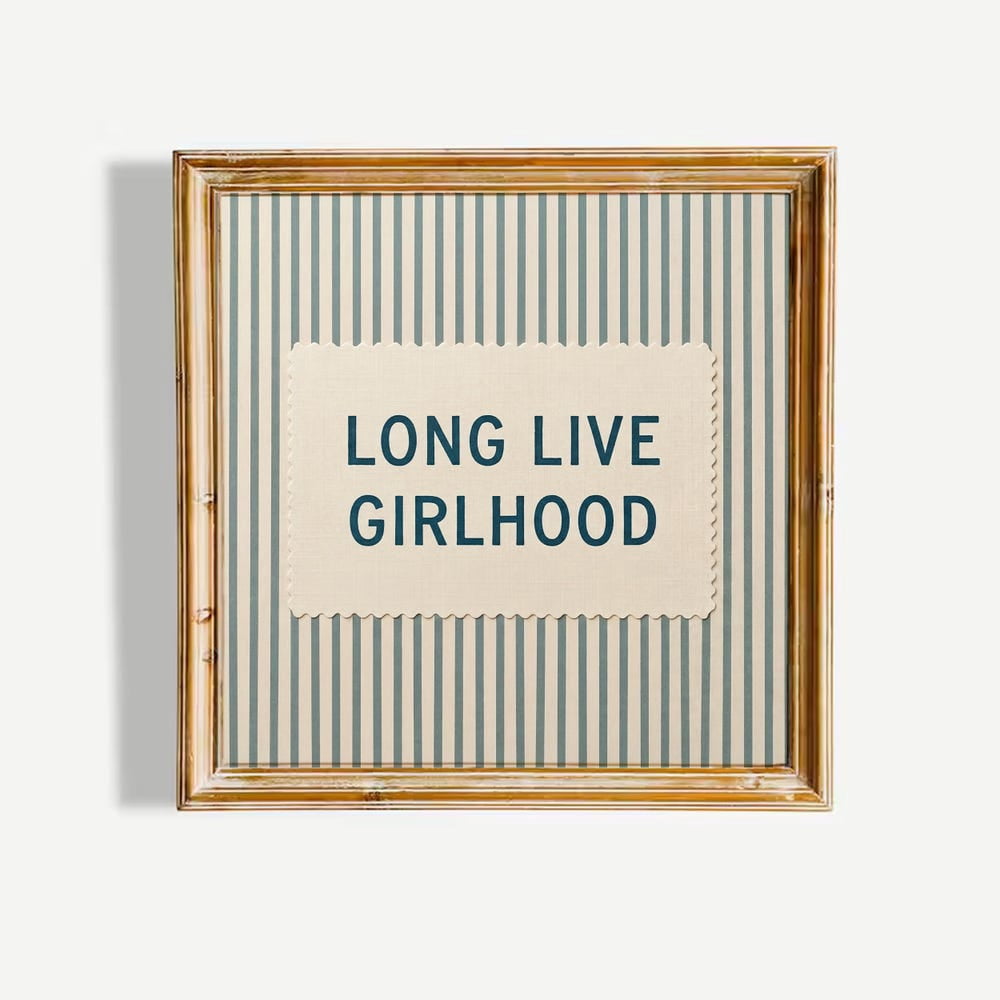 Long Live Girlhood Print Blue Striped Feminine Typography Poster Preppy ...
