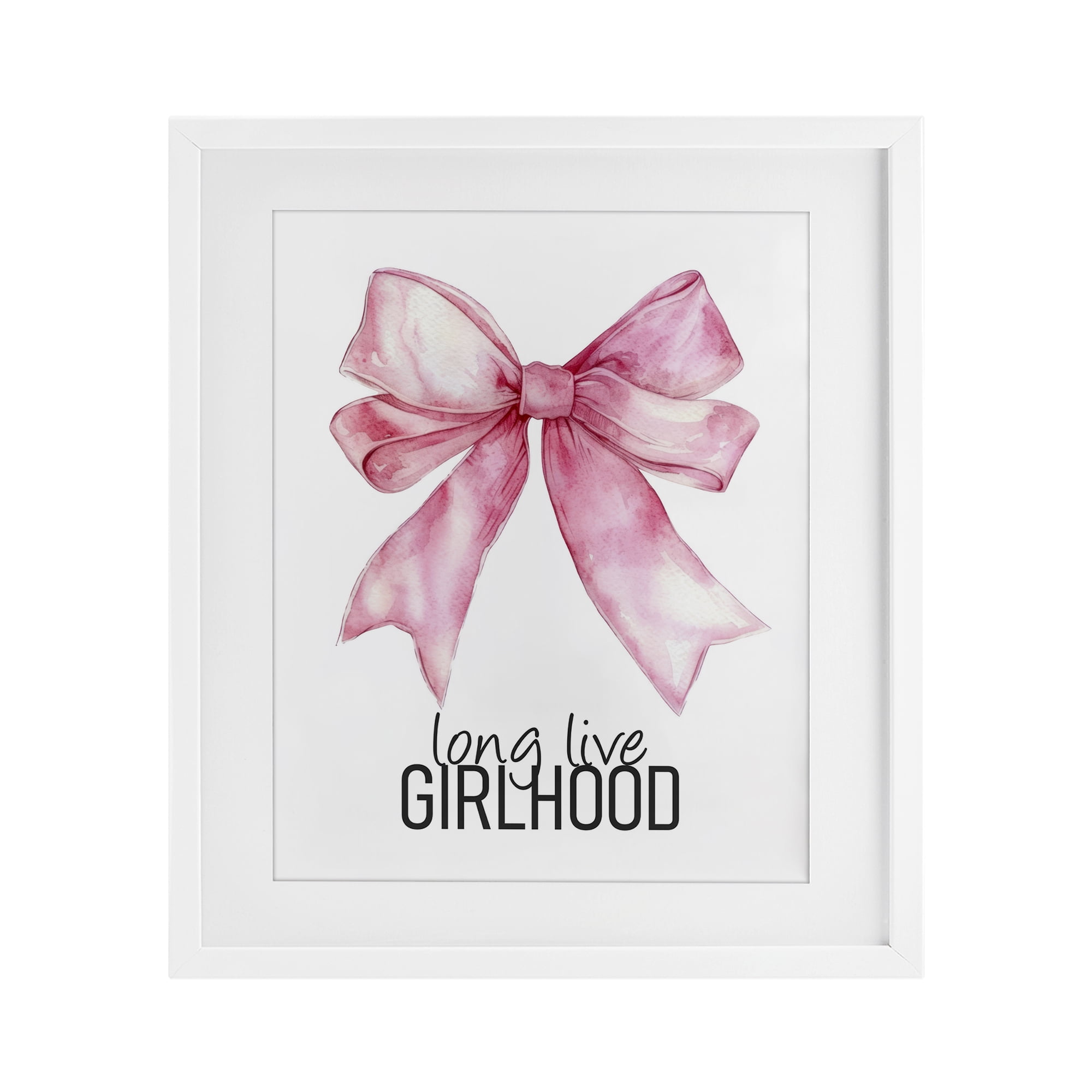 Long Live Girlhood White Framed Print Under Glass, design by Kim Allen