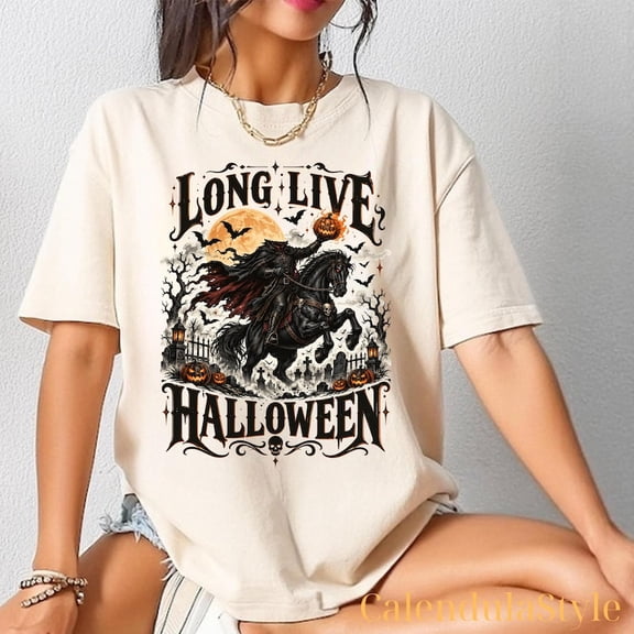 Long Live Halloween Shirt, Sleepy Hollow T-Shirt, Fall Season Gift, Spooky Season Apparel, Retro Headless Horseman Spooky Halloween