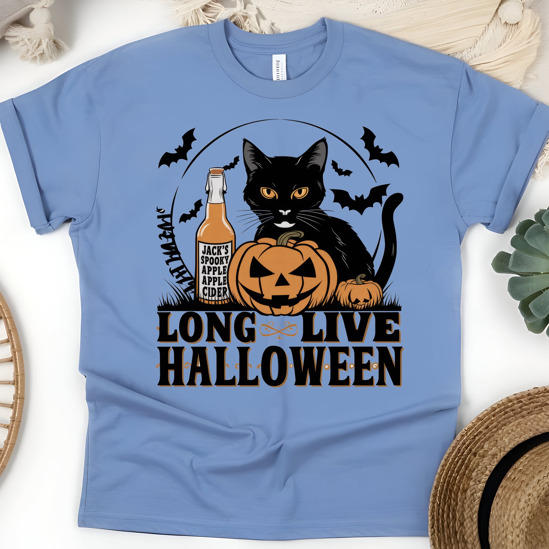 Long Live Spooky Season Shirt Black Cat Pumpkin Graphic Tee Unisex Long Live Spooky Season Shirt Black Cat Pumpkin Graphic Tee Unisex