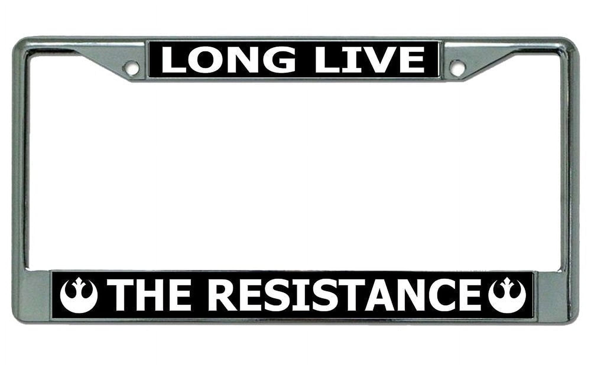 LICENSE PLATES ONLINE Long Live The Resistance Star Wars Chrome License Plate Frame