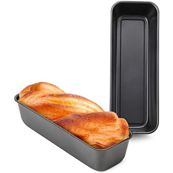 Long Loaf Bread Pan, 12x4 Inch 2 Set Rectangle Loaf Pan, Nonstick Bread Pans Carbon Steel Toast Pan Black Cake Pan Loaf Baking Pans Bakeware for Oven Baking