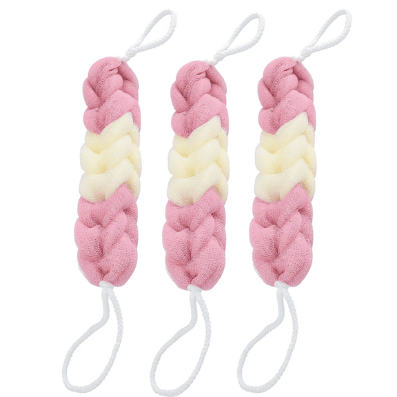 Long Loofah for Shower, 3 Pack Stretchable Braided Loofahs Sponge, Mesh Back Scrubber for Bath, Sponge Exfoliating Body for Men and Women