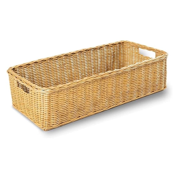 Long Low Wicker Basket, Large, 25 in L x 11.5 in W x 7 in H, Sandstone