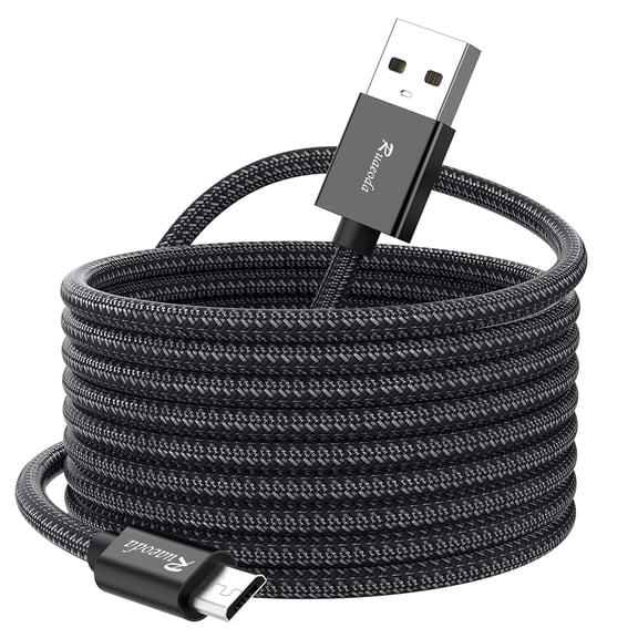 Long Micro USB Cable Android Charger 20ft Compatible with PS4 Charger Cable - High Speed 2.0 USB A Male to Micro USB Nylon Braided Cable for Android Phone