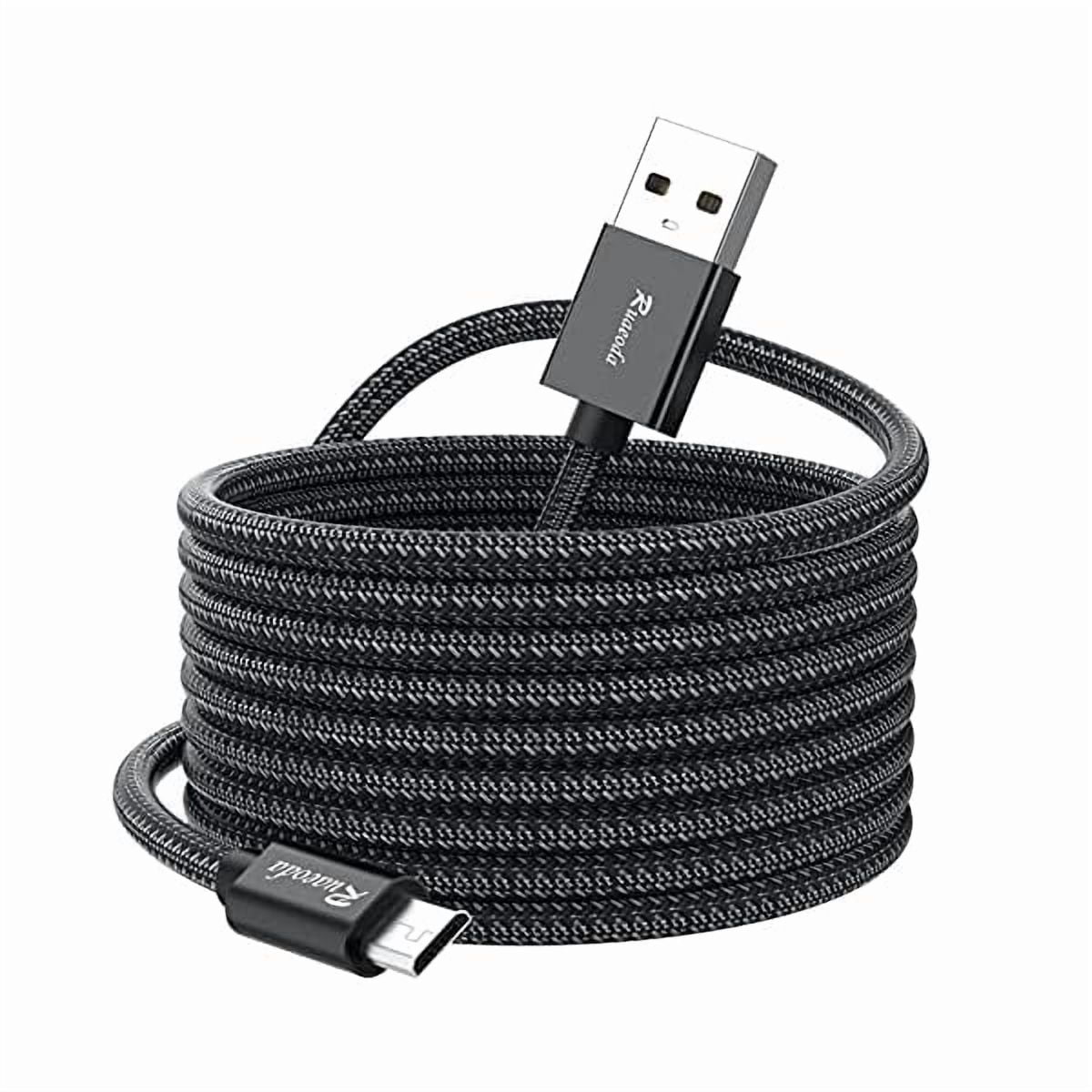 Long Micro USB Cable Android Charger 25ft with Gold-Plated Compatible with PS4 Charger Cable - High Speed 2.0 USB A Male to Micro USB Nylon Braided Cable for Android Phone Charger Cable