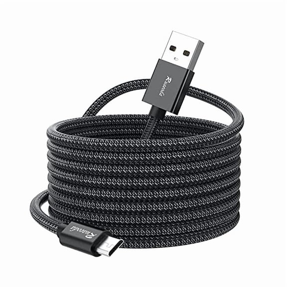 Long Micro USB Cable Android Charger 25ft with Gold-Plated Compatible with PS4 Charger Cable - High Speed 2.0 USB A Male to Micro USB Nylon Braided Cable for Android Phone Charger Cable