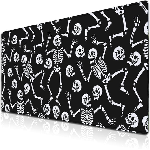Long?Mouse?Pad Black Keyboard Mat, Big Mouse Pads Large Mousepad XXL Mats, Gaming Desk Pad Non-Slip Rubber Base, 35.4 X 15.7 inch for Work/Game/Office/Home Skeletons Dancing at A Party