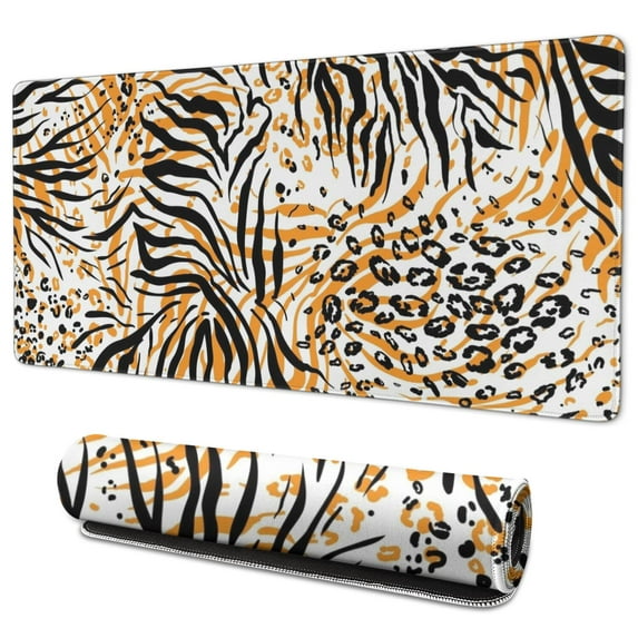Long Mouse Pads for Desk,Animal Print Pattern Desk Mats on Top Of Desks, Desk Mouse Pad Extra Large with 3mm Non-Slip Base and Stitched Edge for Gaming,Office,Work,Home 35.4"x15.7"