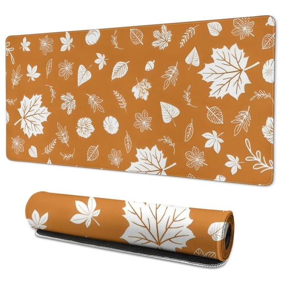 Long Mouse Pads for Desk,Autumn Fall Leaves Pattern Desk Mats on Top Of Desks, Desk Mouse Pad Extra Large with 3mm Non-Slip Base and Stitched Edge for Gaming,Office,Work,Home 35.4"x15.7"
