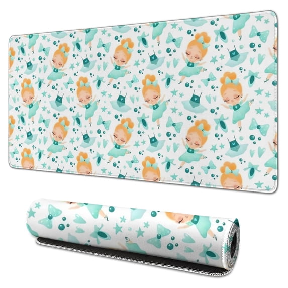 Long Mouse Pads for Desk,Ballerina Princess Pattern Desk Mats on Top Of Desks, Desk Mouse Pad Extra Large with 3mm Non-Slip Base and Stitched Edge for Gaming,Office,Work,Home 31.5"x15.7"
