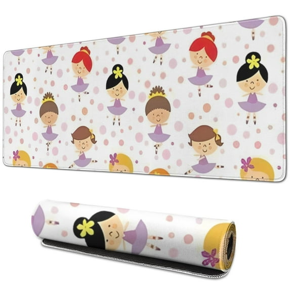 Long Mouse Pads for Desk,Ballet Princess Girls Pattern Desk Mats on Top Of Desks, Desk Mouse Pad Extra Large with 3mm Non-Slip Base and Stitched Edge for Gaming,Office,Work,Home 31.5"x11.8"