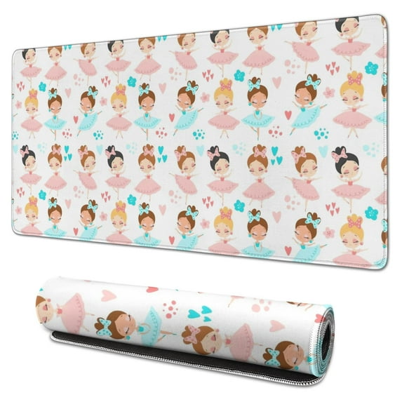 Long Mouse Pads for Desk,Ballet Princess Pattern Desk Mats on Top Of Desks, Desk Mouse Pad Extra Large with 3mm Non-Slip Base and Stitched Edge for Gaming,Office,Work,Home 31.5"x15.7"