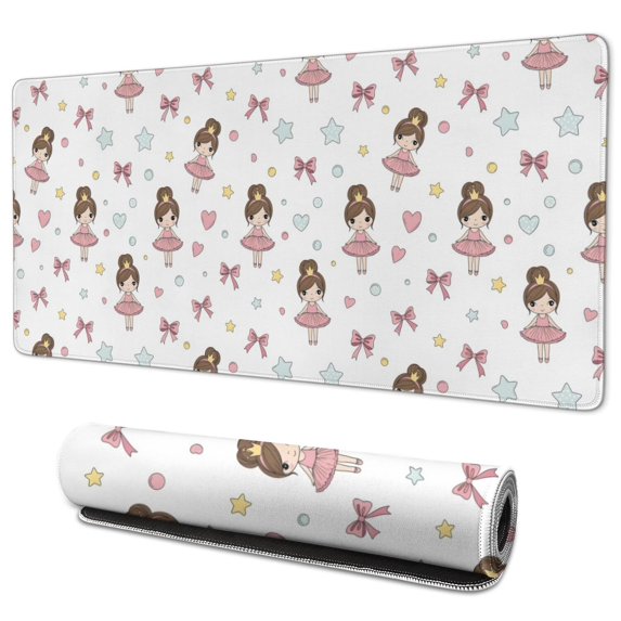 Long Mouse Pads for Desk,Ballet Princess Pattern Desk Mats on Top Of Desks, Desk Mouse Pad Extra Large with 3mm Non-Slip Base and Stitched Edge for Gaming,Office,Work,Home 35.4"x15.7"
