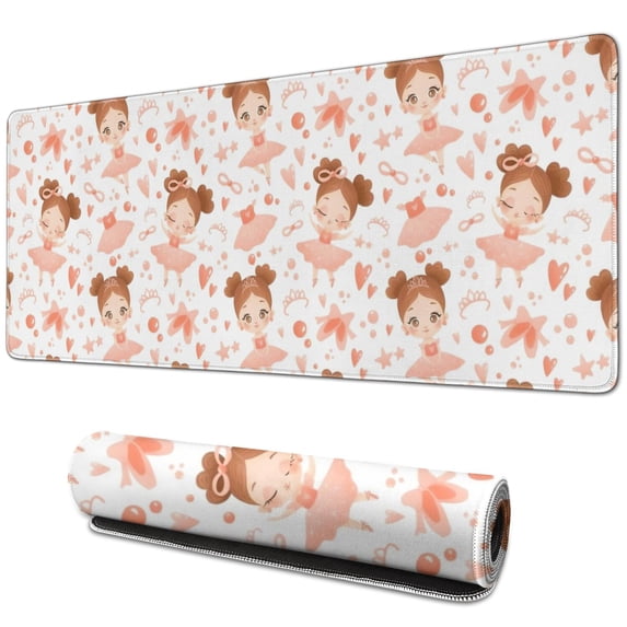 Long Mouse Pads for Desk,Ballet Princess Pattern Desk Mats on Top Of Desks, Desk Mouse Pad Extra Large with 3mm Non-Slip Base and Stitched Edge for Gaming,Office,Work,Home 31.5"x11.8"