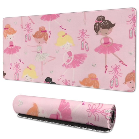 Long Mouse Pads for Desk,Ballet Princess Pattern Desk Mats on Top Of Desks, Desk Mouse Pad Extra Large with 3mm Non-Slip Base and Stitched Edge for Gaming,Office,Work,Home 35.4"x15.7"