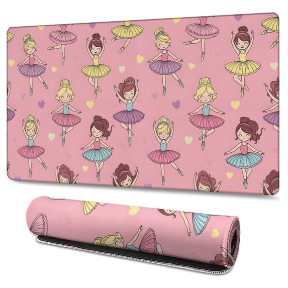 Long Mouse Pads for Desk,Ballet Princess Pattern Desk Mats on Top Of Desks, Desk Mouse Pad Extra Large with 3mm Non-Slip Base and Stitched Edge for Gaming,Office,Work,Home 47.3"x23.6"