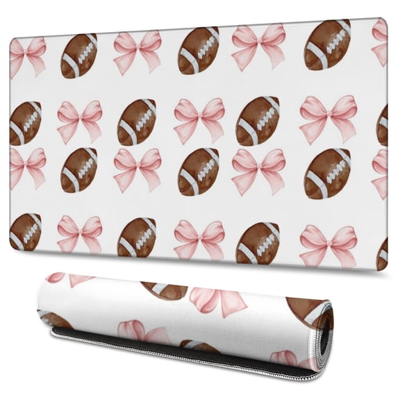 Long Mouse Pads for Desk,Baseball Bows Pattern Desk Mats on Top Of Desks, Desk Mouse Pad Extra Large with 3mm Non-Slip Base and Stitched Edge for Gaming,Office,Work,Home 47.3"x23.6"