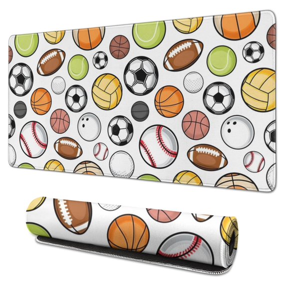 Long Mouse Pads for Desk,Baseball Football Pattern Desk Mats on Top Of Desks, Desk Mouse Pad Extra Large with 3mm Non-Slip Base and Stitched Edge for Gaming,Office,Work,Home 31.5"x15.7"