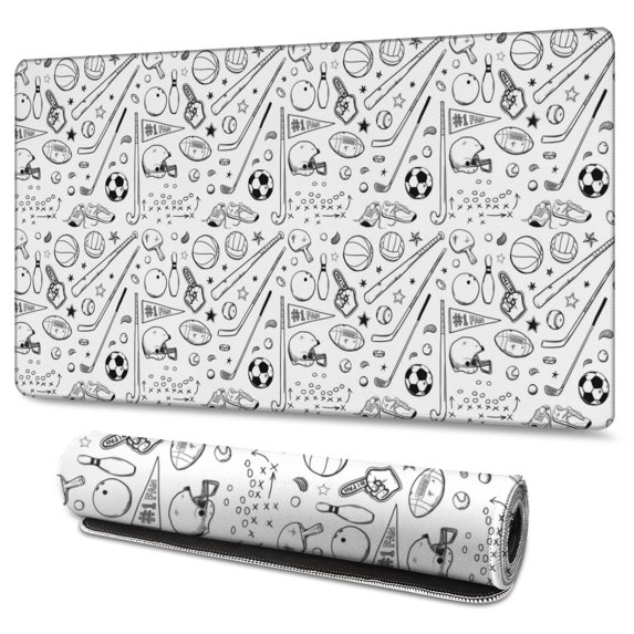 Long Mouse Pads for Desk,Baseball Football Pattern Desk Mats on Top Of Desks, Desk Mouse Pad Extra Large with 3mm Non-Slip Base and Stitched Edge for Gaming,Office,Work,Home 47.3"x23.6"