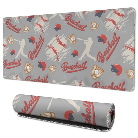 Long Mouse Pads for Desk,Baseball Silhouette Pattern Desk Mats on Top Of Desks, Desk Mouse Pad Extra Large with 3mm Non-Slip Base and Stitched Edge for Gaming,Office,Work,Home 35.4"x15.7"