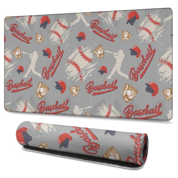 Long Mouse Pads for Desk,Baseball Silhouette Pattern Desk Mats on Top Of Desks, Desk Mouse Pad Extra Large with 3mm Non-Slip Base and Stitched Edge for Gaming,Office,Work,Home 47.3"x23.6"