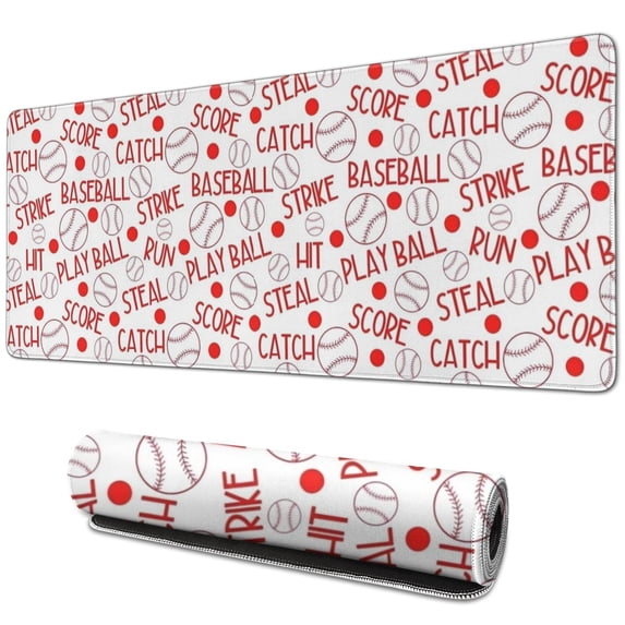 Long Mouse Pads for Desk,Baseball Word Pattern Desk Mats on Top Of Desks, Desk Mouse Pad Extra Large with 3mm Non-Slip Base and Stitched Edge for Gaming,Office,Work,Home 31.5"x11.8"