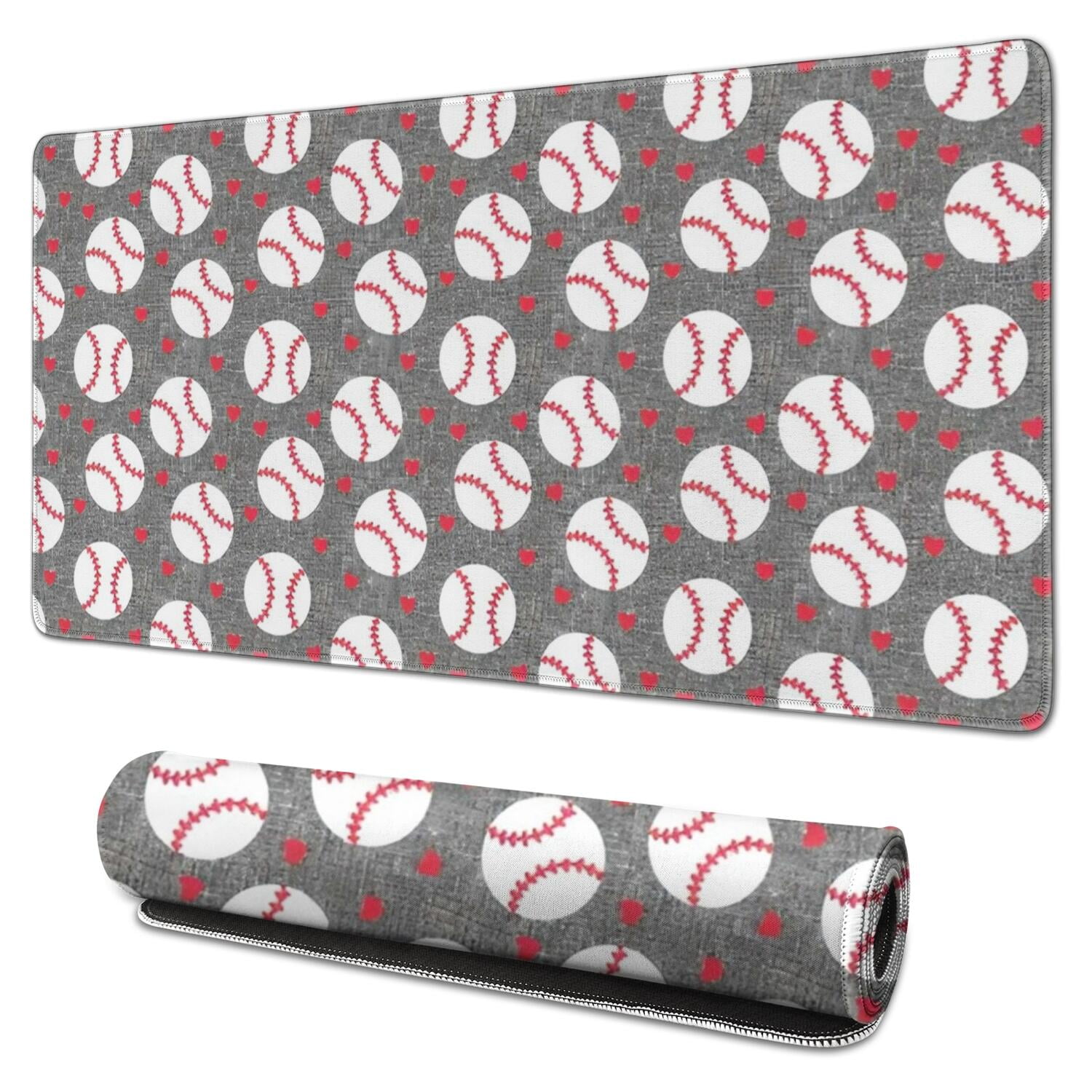 Long Mouse Pads for Desk,Baseballs and Love Desk Mats on Top Of Desks, Desk Mouse Pad Extra Large with 3mm Non-Slip Base and Stitched Edge for Gaming,Office,Work,Home 31.5"x15.7"