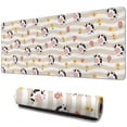 thumbnail image 1 of Long Mouse Pads for Desk,Beige Cow Flower Pattern Desk Mats on Top Of Desks, Desk Mouse Pad Extra Large with 3mm Non-Slip Base and Stitched Edge for Gaming,Office,Work,Home 31.5"x11.8", 1 of 6