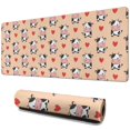 thumbnail image 1 of Long Mouse Pads for Desk,Beige Cow Heart Pattern Desk Mats on Top Of Desks, Desk Mouse Pad Extra Large with 3mm Non-Slip Base and Stitched Edge for Gaming,Office,Work,Home 31.5"x11.8", 1 of 6